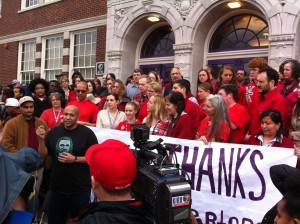 Faculty and students protest the MAP in February