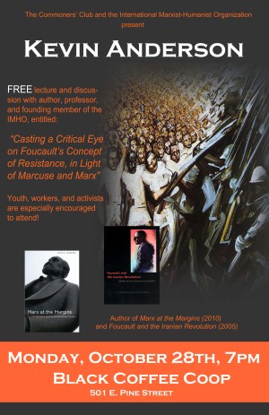 Author and professor Kevin Anderson will speak at Black Coffee Coop on October 28th.