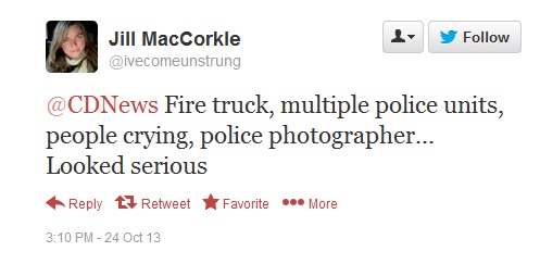 A CD News reader describes the scene outside Reggie Rogers' house yesterday.